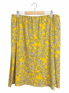 Lane Bryant Yellow Floral Skirt Size 20 Elastic Waist Daisy Print Plus Size